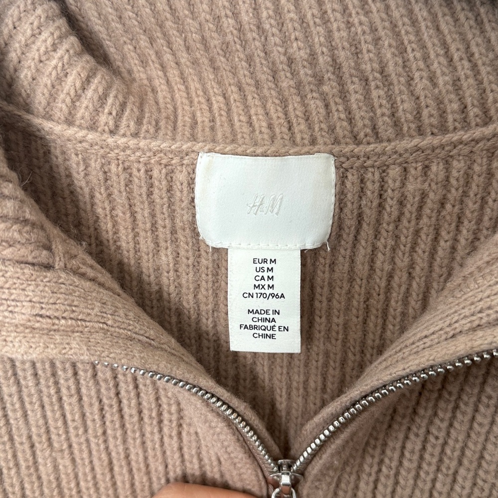 H&M Tan Ribbed Zip-Up Sweater - Picture 2 of 4